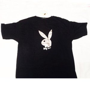 Playboy Tshirt Men's X-LARGE Black w Silver Rabbit Head New w Tags
